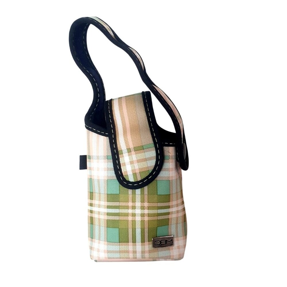 OBM Mini Pouch Vinyl Plaid Toiletry Makeup Snap Closure Compact Everyday Use